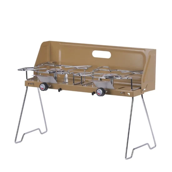 Cuisinière à gaz à Double brûleur d'extérieur, brûleur de Camping avec bras pliants, pare-brise pour la cuisine en plein air, Camping pique-nique barbecue Bl23302